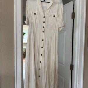 J. Crew Cream Buttoned Maxi Sundress